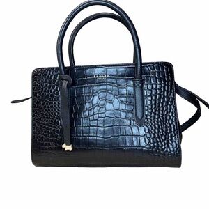 Radley LONDON Satchel Leather Croc Embossed Liverpool Street Black Handbag